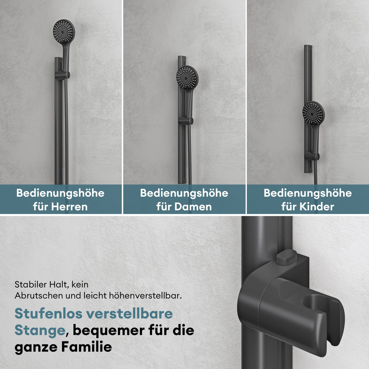 glasvilla Duschsystem mit Thermostat, Duscharmatur Komplettset mit Sicherheitsverriegelung, 3 Strahlarten höhenverstellbar Duschbrause mit Unterauslauf aus Messing  Duschsystem9