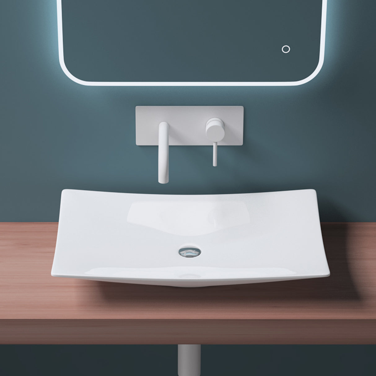 glasvilla Waschbecken Aufsatzwaschbecken, Keramik,weiß mit Nano-Beschichtung Brüssel5096