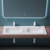 glasvilla Waschbecken Einbauwaschbecken Mineralguss Waschtisch Waschplatz große Ablagefläche rechteckig Col04