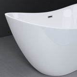 glasvilla freistehende Acryl-Badewanne Oval Standbadewanne Weiß inkl. Push-Open Ablaufgarnitur