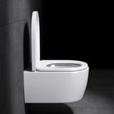 glasvilla Hänge WC Toilette Wand-WC Spülrandlos Weiß aus Keramik Wandmontage mit Absenkautomatik
