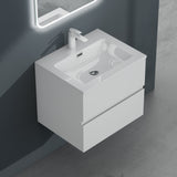 glasvilla Badmöbel-Set Waschtisch mit Unterschrank Mineralguss Waschbecken Waschbeckenunterschrank  2-Schubladen Soft-Close Aqualis