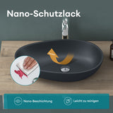 glasvilla Waschbecken oval Aufsatzwaschbecken ohne Hahnloch und Überlauf Col809