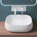 glasvilla Waschbecken Aufsatzwaschbecken,weiß aus Keramik,mit Nano-Beschichtung