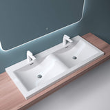 glasvilla Waschbecken Einbauwaschbecken Waschtisch 2 Becken Mineralguss rechteckig 2 Armaturenlöcher Überlauffunktion Col03