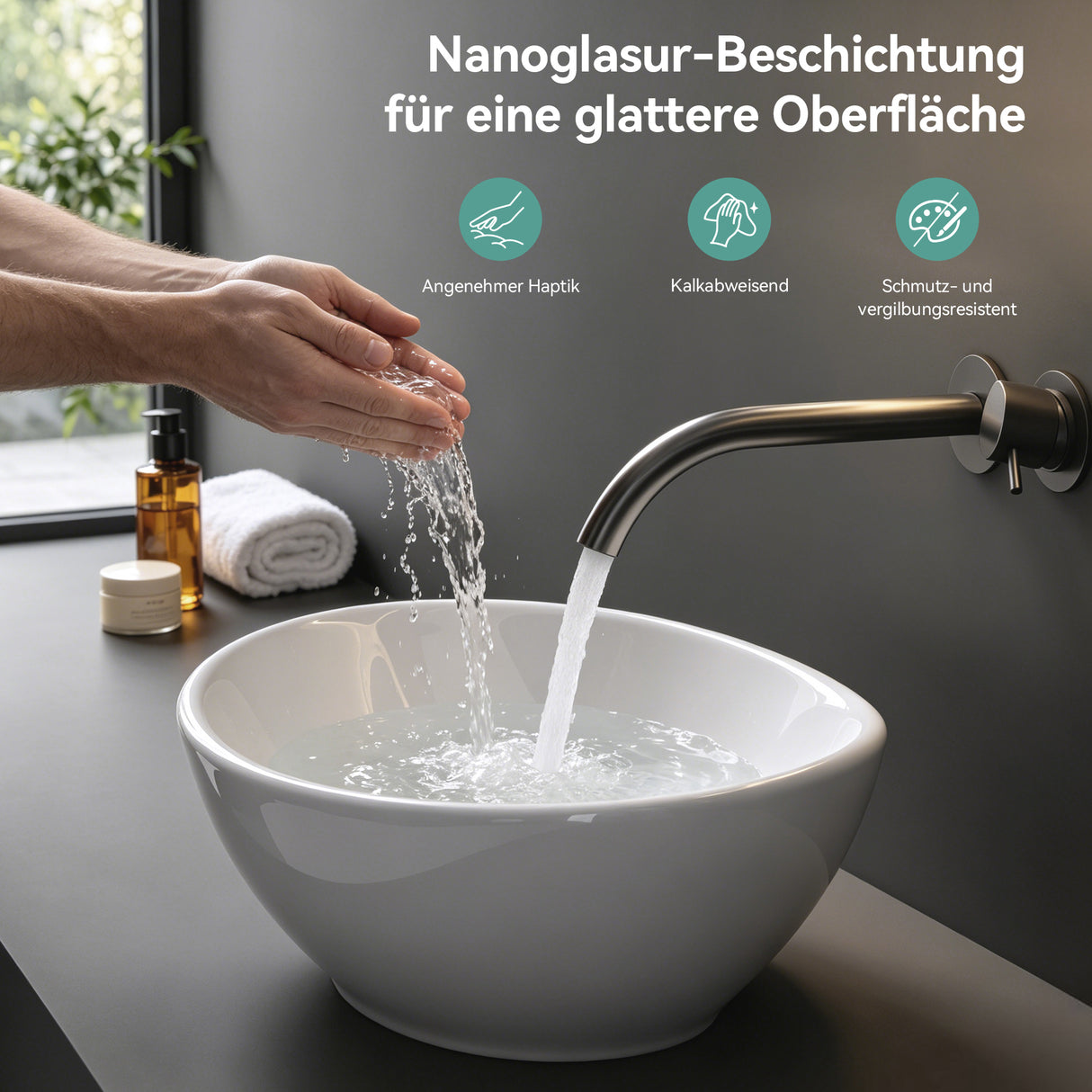 Lavabo de Encimera Glasvilla Brüssel205 Diseño Ovalado con Sellado Nano