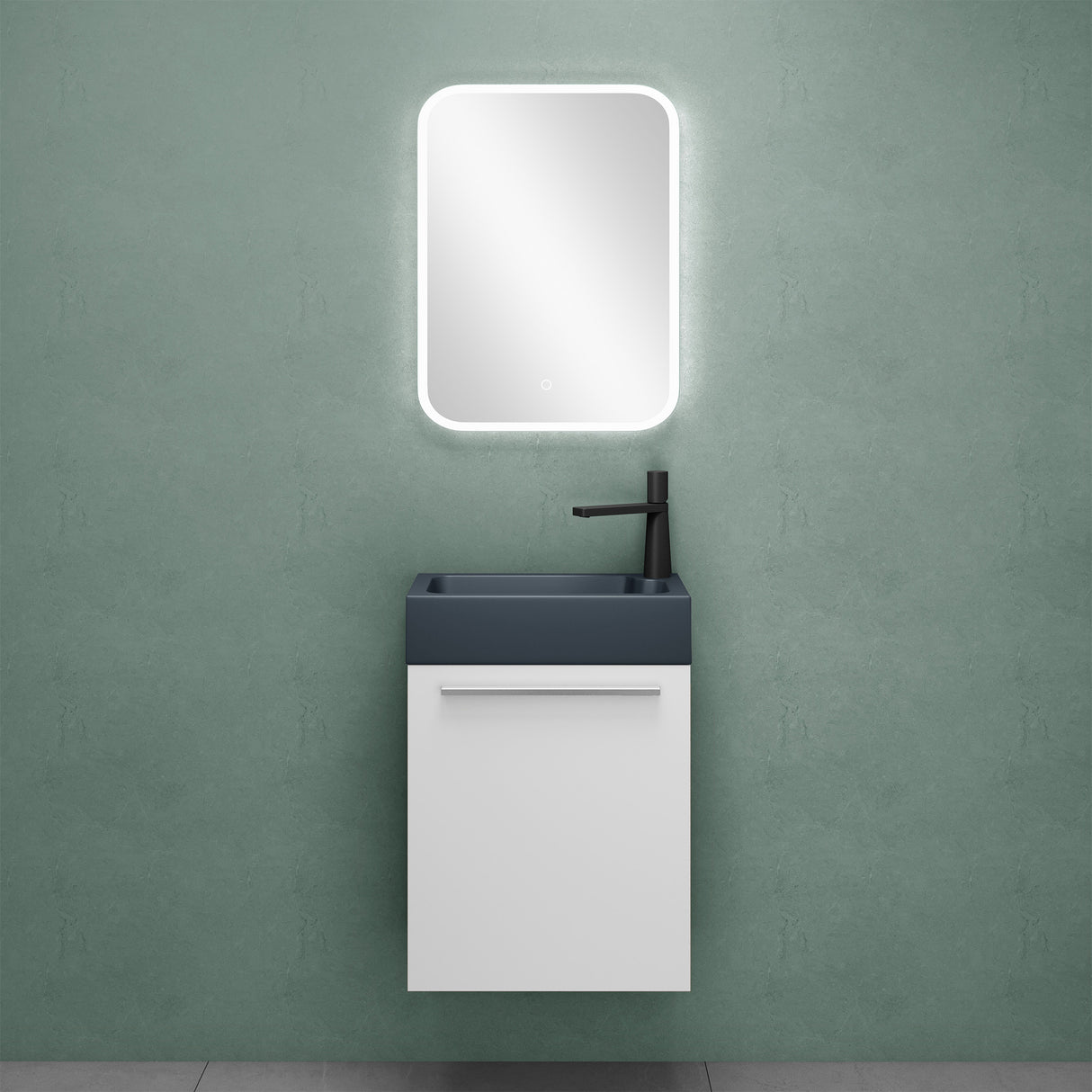 glasvilla Badmöbelset Badezimmermöbel Waschbeckenunterschrank inkl. Waschbecken Anthrazit matt und LED-Badspiegel BxTxH 46x26x63 cm Pisa