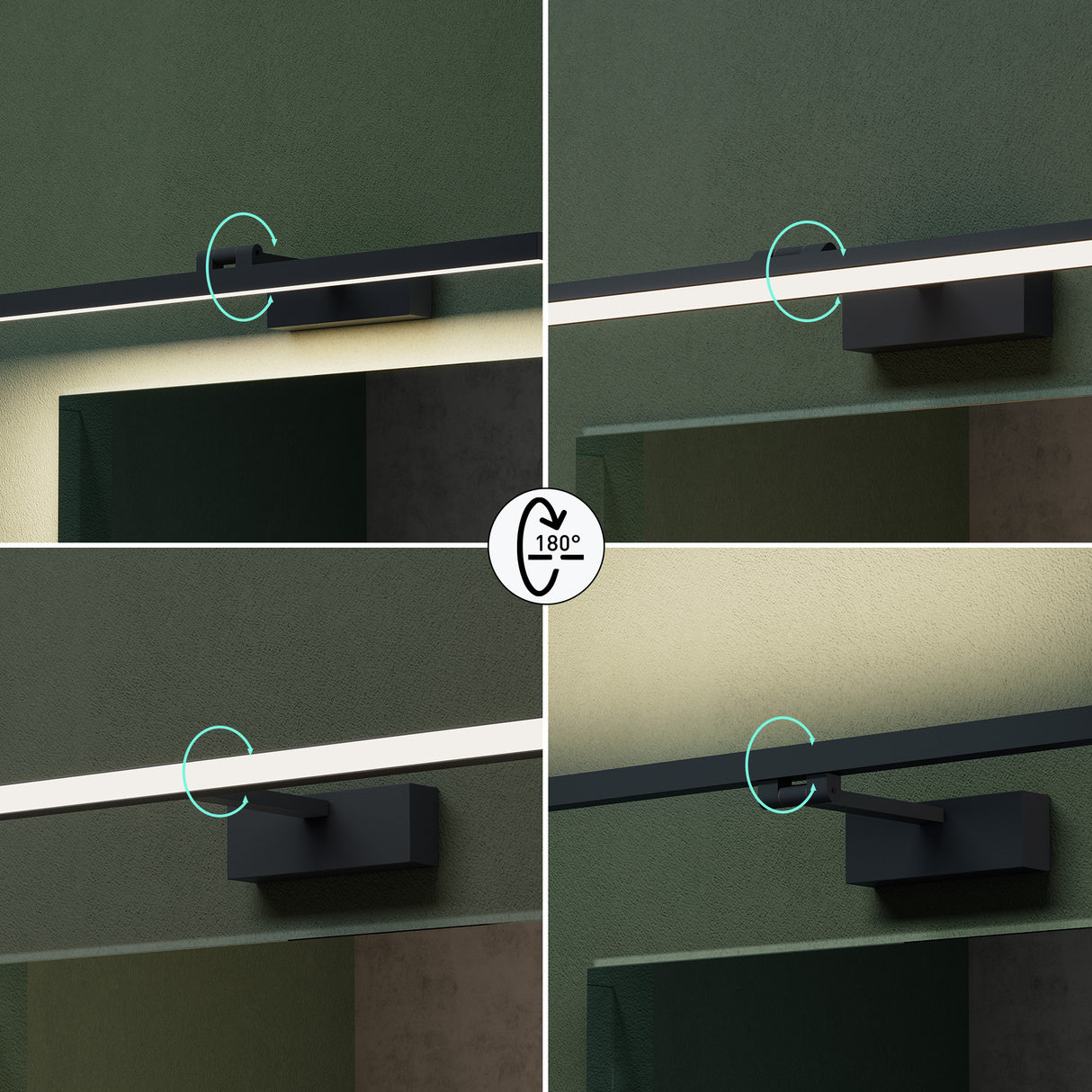 glasvilla Spiegelleuchte  LED Badlampe | Spiegellampe, 4000K Badezimmer Lampe | 180° Drehbar  9W Strahlenschön