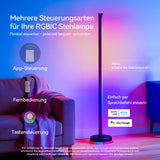 glasvilla Stehlampe Wohnzimmer Dimmbar, RGBICWW Stehlampe mit reinem Warmweiß & 16 Millionen Farben, App & Fernbedienung, Musik-Sync, 270° Licht, Timer, für Schlafzimmer Gaming, Lineora-01