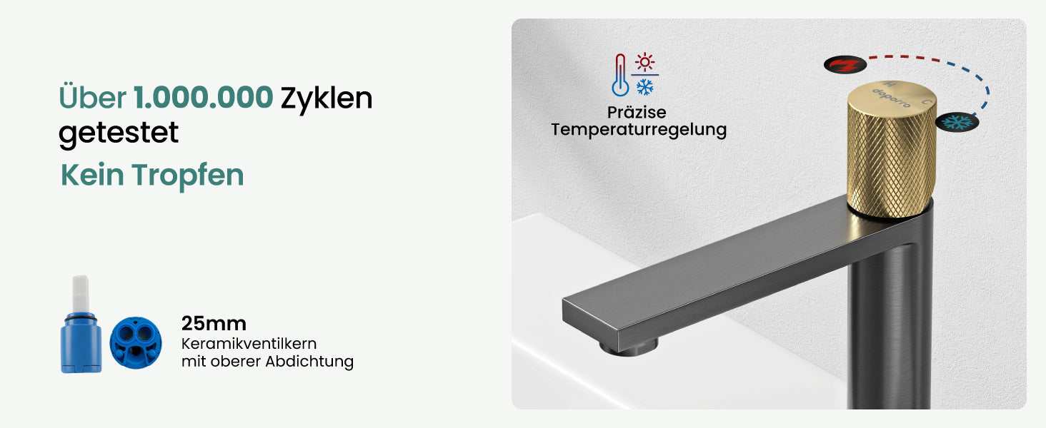 glasvilla Wasserhahn Bad Waschtischarmatur Einhebelmischer Mischbatterie Bad Armatur aus Edelstahl mit Wassersparfunktion DIN-Anschlüsse Fino-01