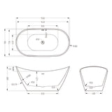 glasvilla freistehende Acryl-Badewanne Oval Standbadewanne Weiß inkl. Push-Open Ablaufgarnitur