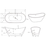 glasvilla freistehende Acryl-Badewanne Oval Standbadewanne Weiß inkl. Push-Open Ablaufgarnitur