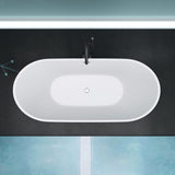 glasvilla freistehende Acryl-Badewanne Oval Standbadewanne Weiß inkl. Push-Open Ablaufgarnitur