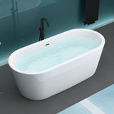 glasvilla freistehende Acryl-Badewanne Oval Standbadewanne Weiß inkl. Push-Open Ablaufgarnitur