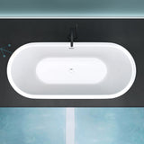 glasvilla freistehende Acryl-Badewanne Oval Standbadewanne Weiß inkl. Push-Open Ablaufgarnitur