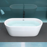 glasvilla freistehende Acryl-Badewanne Oval Standbadewanne Weiß inkl. Push-Open Ablaufgarnitur