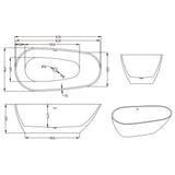 glasvilla Freistehende Badewanne Acryl Oval Acryl-Standbadewanne inkl. Pop Up Ablaufgarnitur Weiß