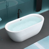 glasvilla Freistehende Badewanne Acryl Oval Acryl-Standbadewanne inkl. Pop Up Ablaufgarnitur Weiß