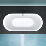 glasvilla Freistehende Badewanne Acryl Oval Acryl-Standbadewanne inkl. Pop Up Ablaufgarnitur Weiß