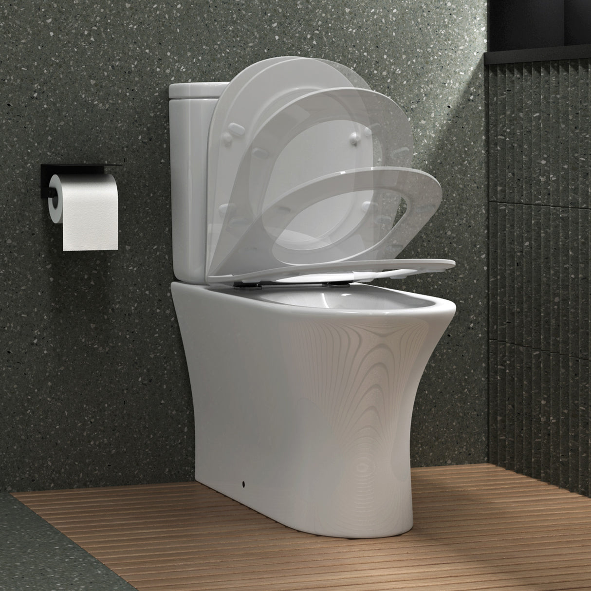 glasvilla Stand-WC Toilette Stand Toilette aus Keramik Spülrandloses WC bodenstehenden Toiletten