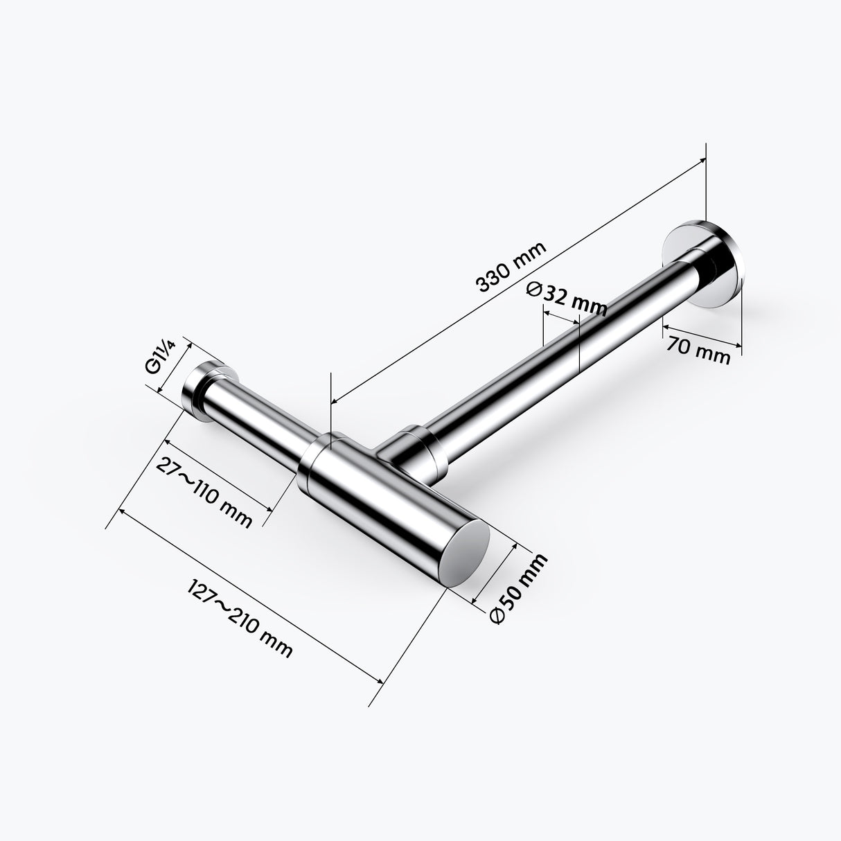 glasvilla Ablaufgarnitur für Waschbecken und Waschtisch Geruchsverschluss, Material: Messing, Anschlussgewinde