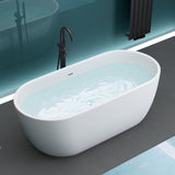 glasvilla freistehende Acryl-Badewanne Oval Standbadewanne Weiß inkl. Push-Open Ablaufgarnitur
