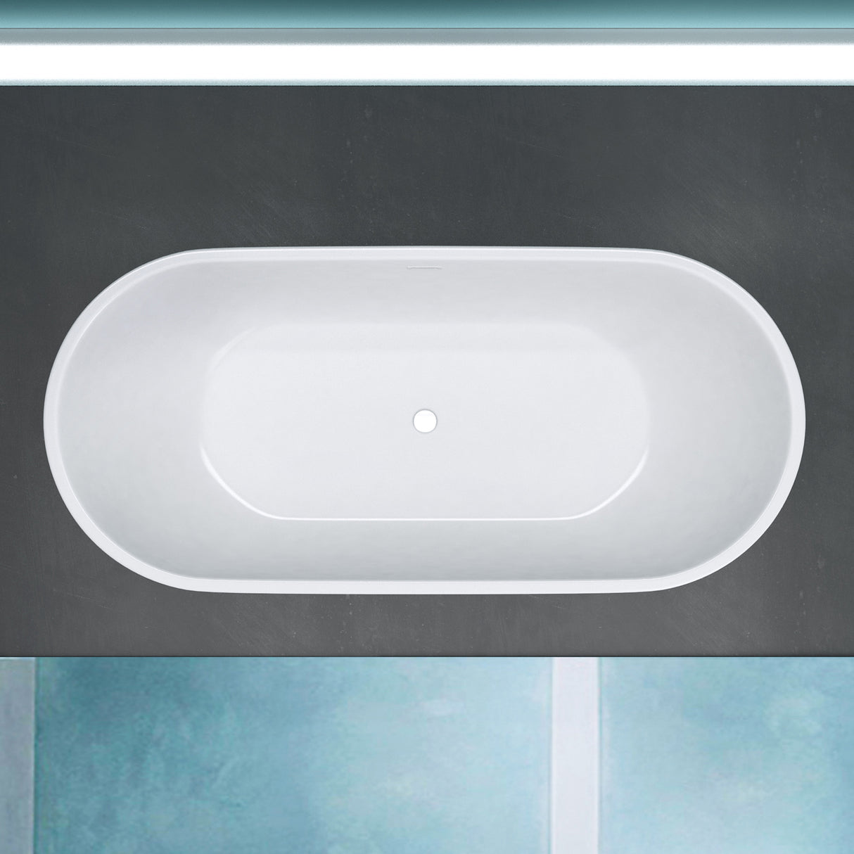 glasvilla freistehende Acryl-Badewanne Oval Standbadewanne Weiß inkl. Push-Open Ablaufgarnitur