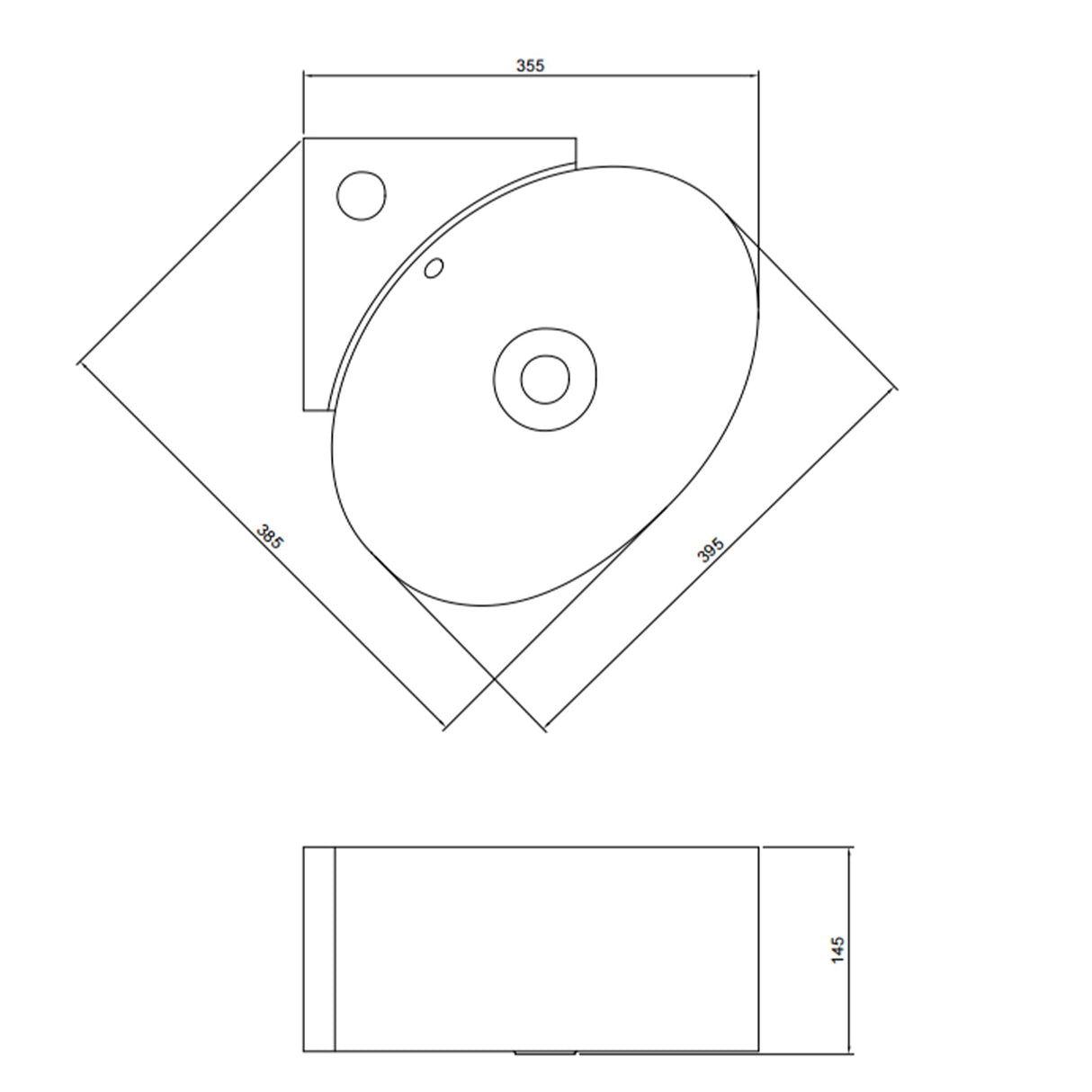 glasvilla Waschbecken Aufsatzwaschbecken Hängewaschbecken Klein Waschschale aus Keramik Weiß mit Nano-Beschichtung für das Badezimmer und Gäste-WC Brüssel002