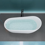 glasvilla freistehende Acryl-Badewanne Oval Standbadewanne Weiß inkl. Push-Open Ablaufgarnitur