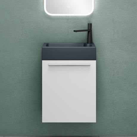 glasvilla Badmöbelset Badezimmermöbel Waschbeckenunterschrank inkl. Waschbecken Anthrazit matt und LED-Badspiegel BxTxH 46x26x63 cm Pisa