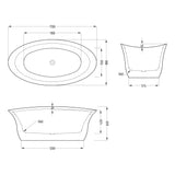 glasvilla Freistehende Badewanne Acryl Oval Acryl-Standbadewanne inkl. Pop Up Ablaufgarnitur Weiß