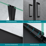 glasvilla Duschtür Nischentür dusche Duschabtrennung Chrom und Schwarz Duschkabine Schwingtür 180° Doppeltür 8mm ESG Nano-Beschichtung Klarglas mit Hebe- und Senkmechanismus Teramo66