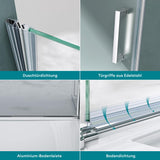 glasvilla Duschtür Nischentür Dusche Duschabtrennung Duschkabine Schwingtür 180° ESG-Sicherheitsglas mit Hebe- und Senkmechanismus Klarglas und Satiniert Streifen Teramo24K+MS D Neu
