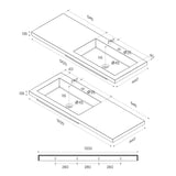 glasvilla Waschbecken Einbauwaschbecken Becken rechts BTH: 120x46x13,5cm Design Waschtisch aus Mineralguss in Weiß Colossum820