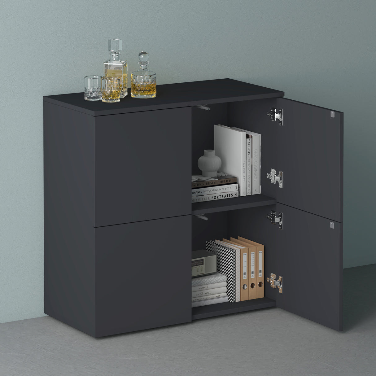 glasvilla Möbel Kommode Aufbewahrungsschrank mit 4 Türen Sideboard Schrank Mehrzweckschrank Schrank04