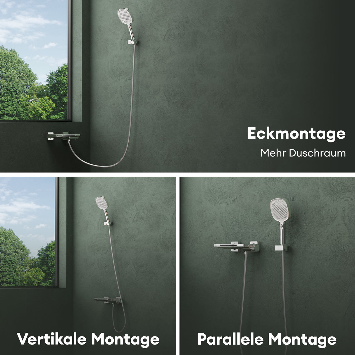 glasvilla Badewannenarmatur mit Handbrause Wasserfall Wannenarmatur Strahlarten Handbrause aus Messing inkl. Brausestange und Brauseschlauch