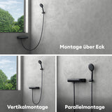 glasvilla Thermostat Badewannenarmatur mit Handbrause Wannenarmatur Wannenthermostat 4 Strahlarten Wandarmatur für Badewanne aus Messing inkl. Brauseschlauch Duschsystem8