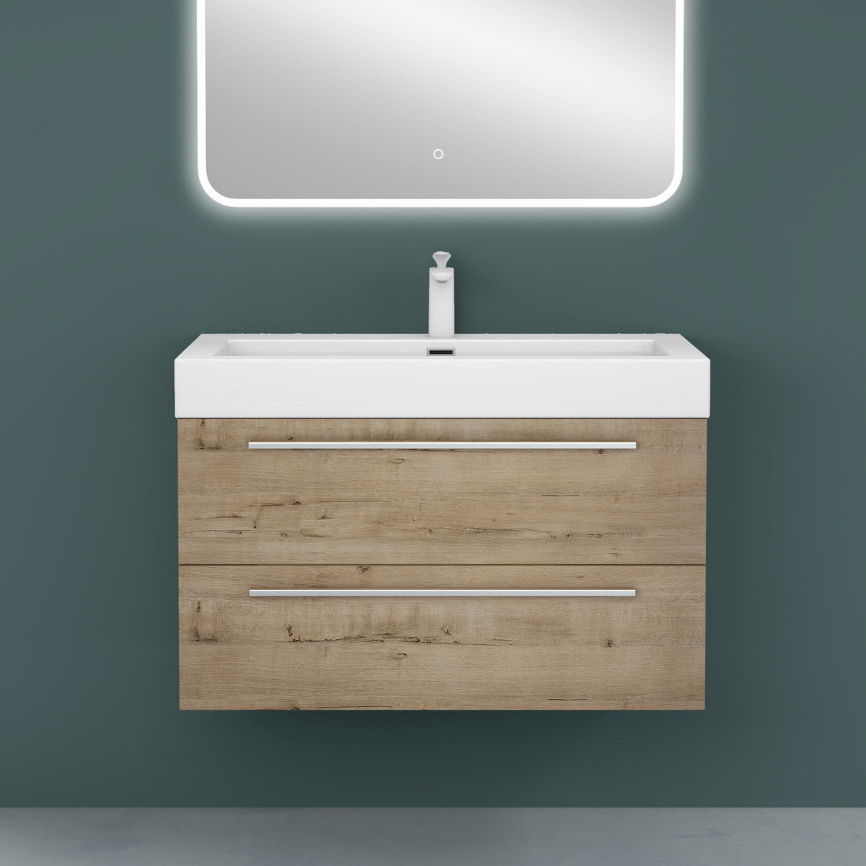 glasvilla Badmöbel-Set Waschbeckenunterschrank Waschtisch mit Unterschrank inkl. Mineralguss-Waschbecken Quadratto