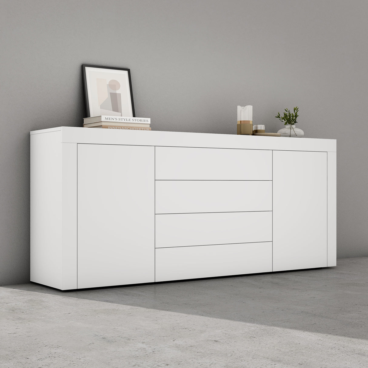 glasvilla Sideboard Aufbewahrungsschrank BTH: 167x36x70 cm mit 2 Schränken und 4 Schubladen Kommode Mehrzweckschrank Möbel Schrank03