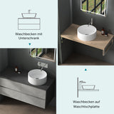 glasvilla 40x40x15cm Waschbecken rund Col804 Aufsatzwaschbecken ohne Hahnloch und Überlauf.. Col804 Moderne Optik- höchste Funktionalität