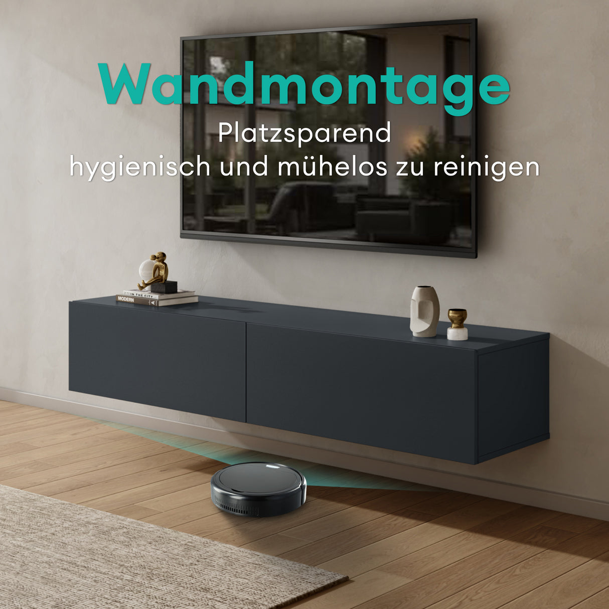 glasvilla Fernsehtisch Fernsehschrank TV Schrank Verdeckter Griff mit Soft-Close Lowboard Hängeschrank für Wohnzimmer Fernsehschrank02