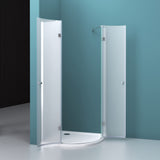 glasvilla Viertelkreis Duschkabine Milchglas Runddusche Duschabtrennung 2 Pendeltüren 6mm ESG-Sicherheitsglas Nano-Beschichtung Ravenna02K+VS