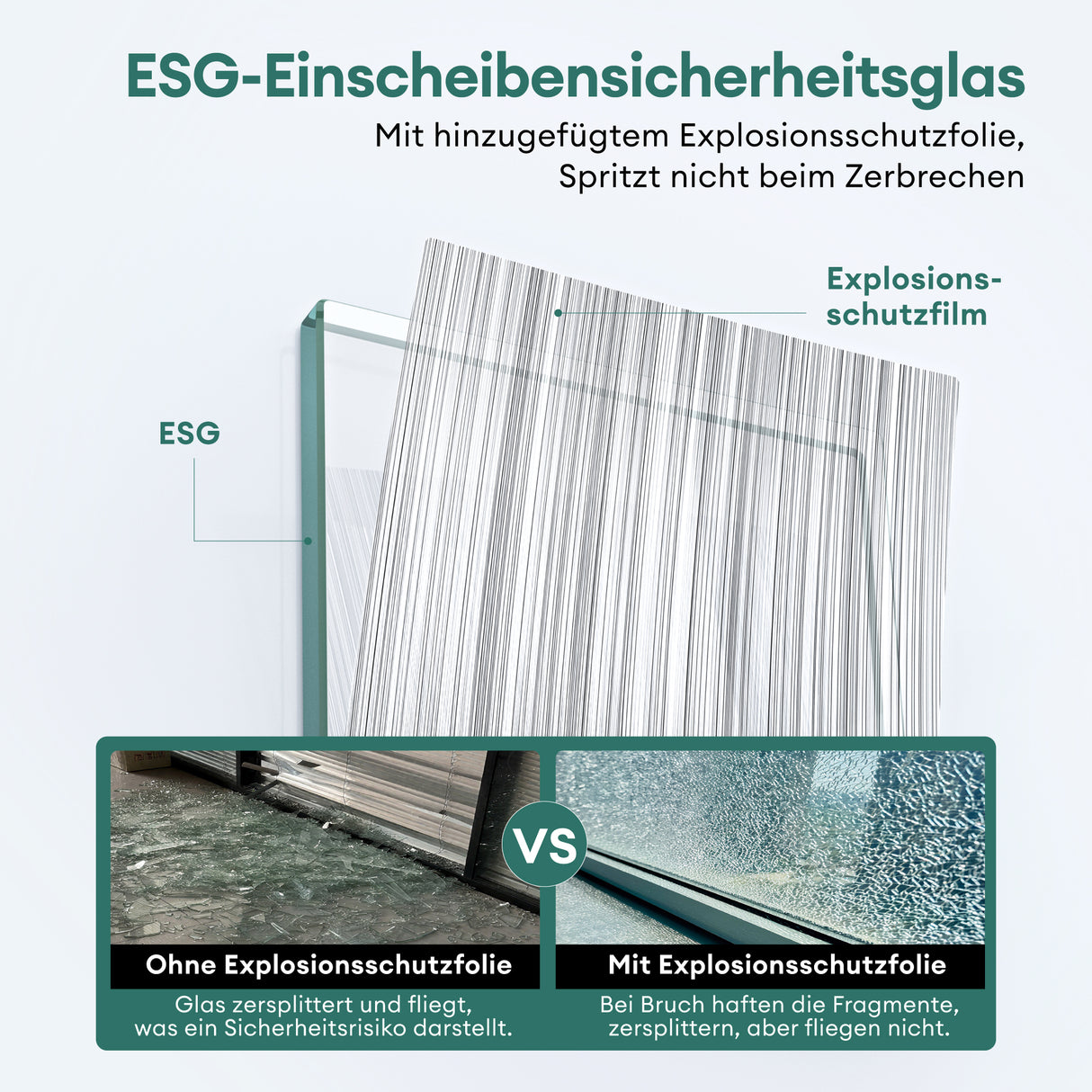 glasvilla Glasschiebetür komplettset Zimmertür Matt Schwarz 8mm ESG-Sicherheitsglas, Schiebetür Glas schwarz gebürstet mit Laufschiene aus Aluminium Muranino-001