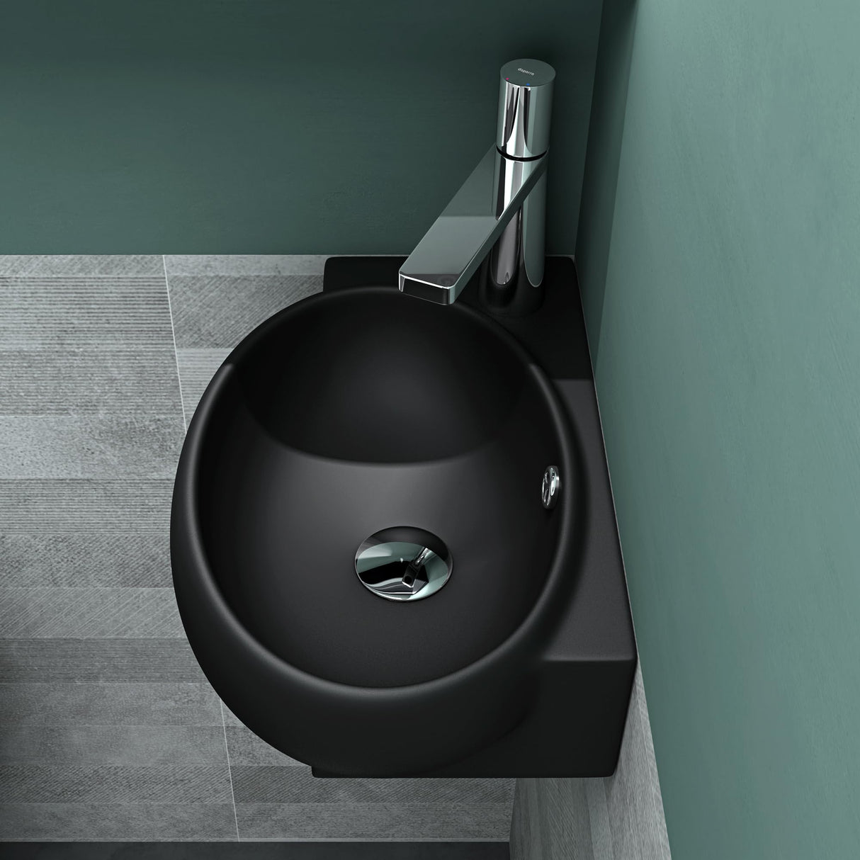 glasvilla Waschbecken Gäste WC Aufsatzwaschbecken Hängewaschbecken aus Keramik mit NANO, BTH: 42x28x15cm, Brüssel001