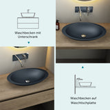 Vasque à poser Glasvilla, vasque, meuble-lavabo, vasque en fonte minérale Col802