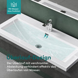 glasvilla Waschbecken Einbauwaschbecken Waschschale Waschtisch Mineralguss Rechteckig 1 Armaturenloch Überlauf-Funktion Col01