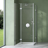 glasvilla  Eckeinstieg Duschkabine Duschabtrennung Klarglas 6mm ESG-Sicherheitsglas & Lotuseffekt 2 Pendeltüren  R01k