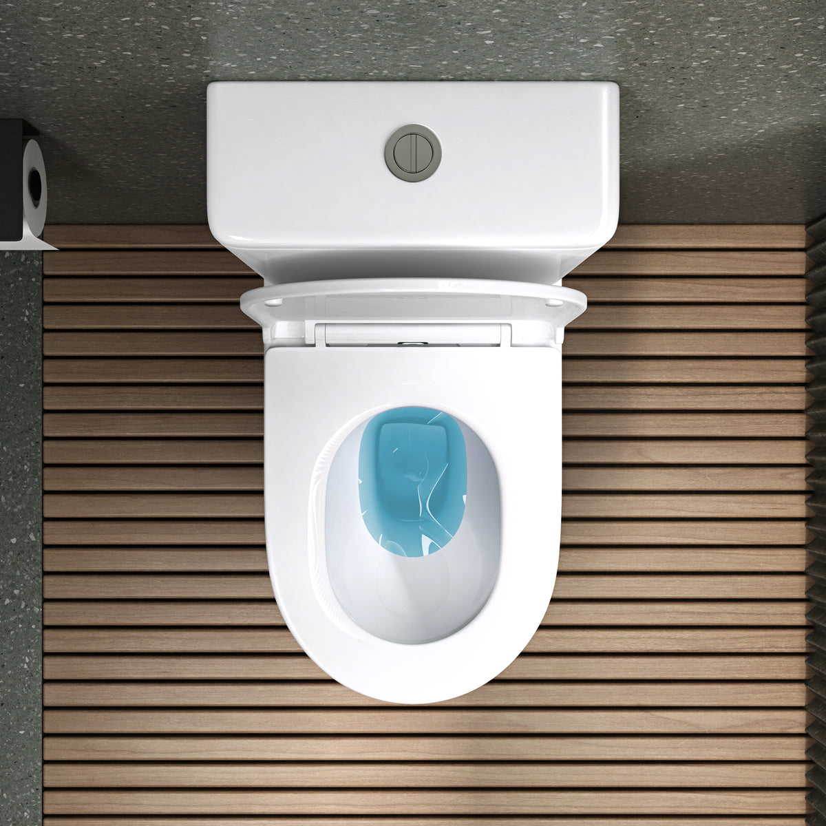 glasvilla Stand WC mit Spülkasten spülrandloses-WC bodenstehende-Toilette aus Keramik, weiß/matt schwarz  36x63x82cm, mit Absenkautomatik, inkl. Spülkasten, Stand179T