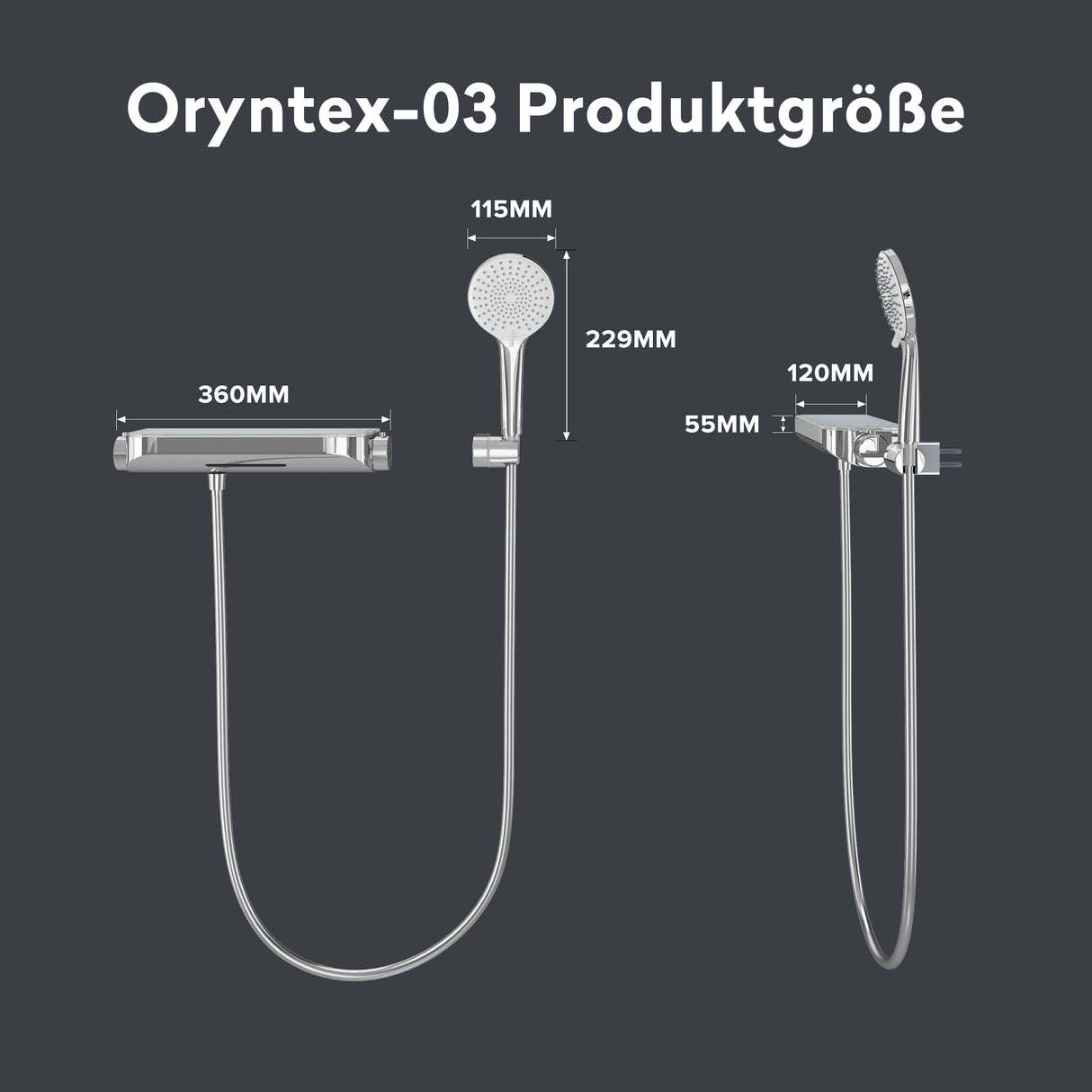 Glasvilla Design Grifo Termostático para Bañera con Ducha de Mano – 4 Tipos de Chorro Duschsystem8