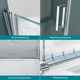 glasvilla Duschtür Nischentür Dusche Duschabtrennung Duschkabine Schwingtür 180° ESG-Sicherheitsglas mit Hebe- und Senkmechanismus Klarglas und Satiniert Streifen Teramo24K+MS D Neu